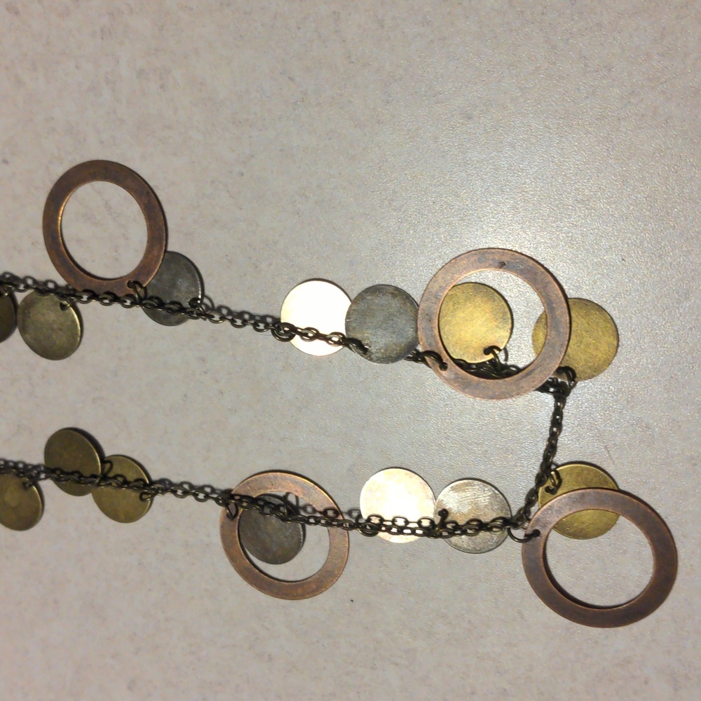 4/$20 Long mixed metal copper brass bronze silver necklace - Picture 4 of 4